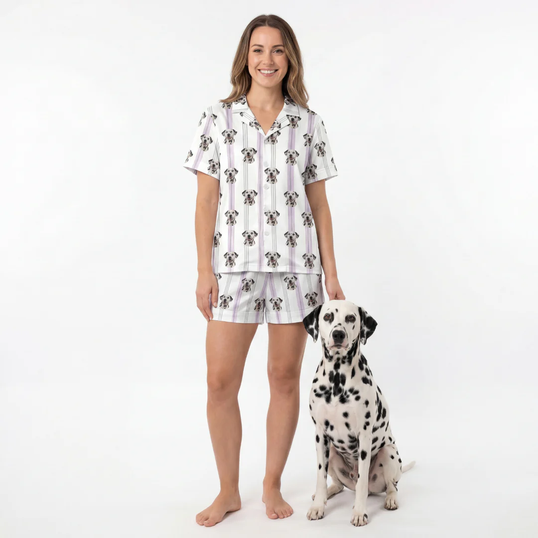 Short Button-Down Pajama Set | Pet Face Pajamas - Image 5