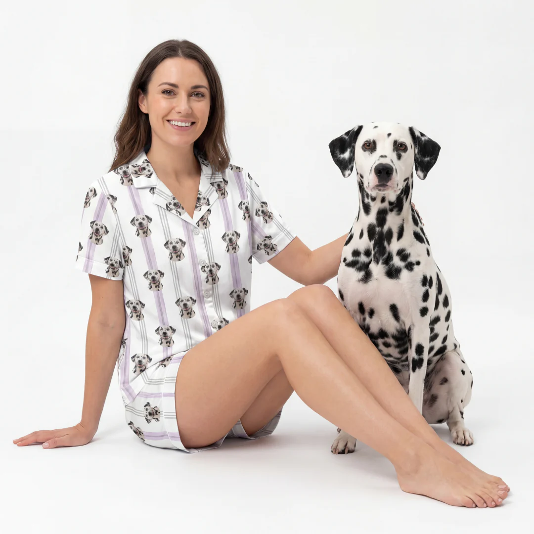 Short Button-Down Pajama Set | Pet Face Pajamas - Image 6