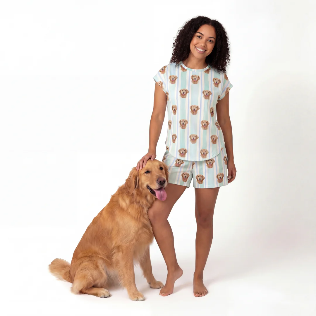 Fitted T-Shirt Pajama Set | Pet Face Pajamas - Image 10
