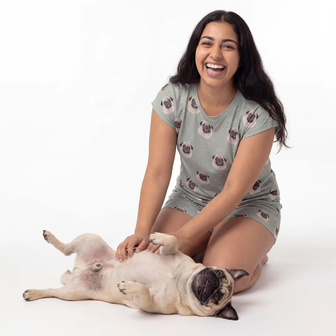 Fitted T-Shirt Pajama Set | Pet Face Pajamas - Image 12