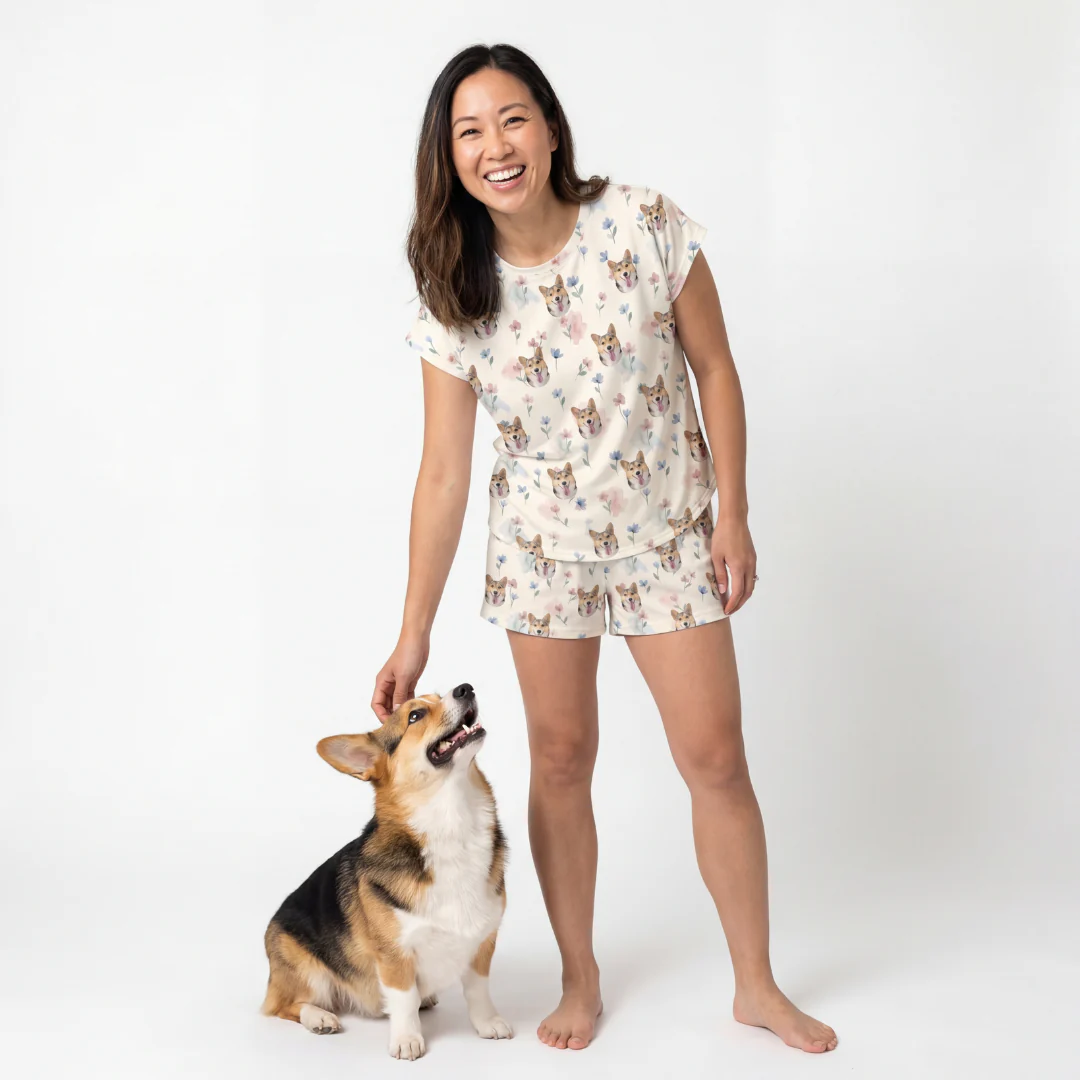 Fitted T-Shirt Pajama Set | Pet Face Pajamas - Image 13