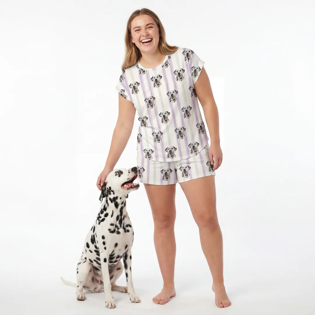 Fitted T-Shirt Pajama Set | Pet Face Pajamas - Image 3