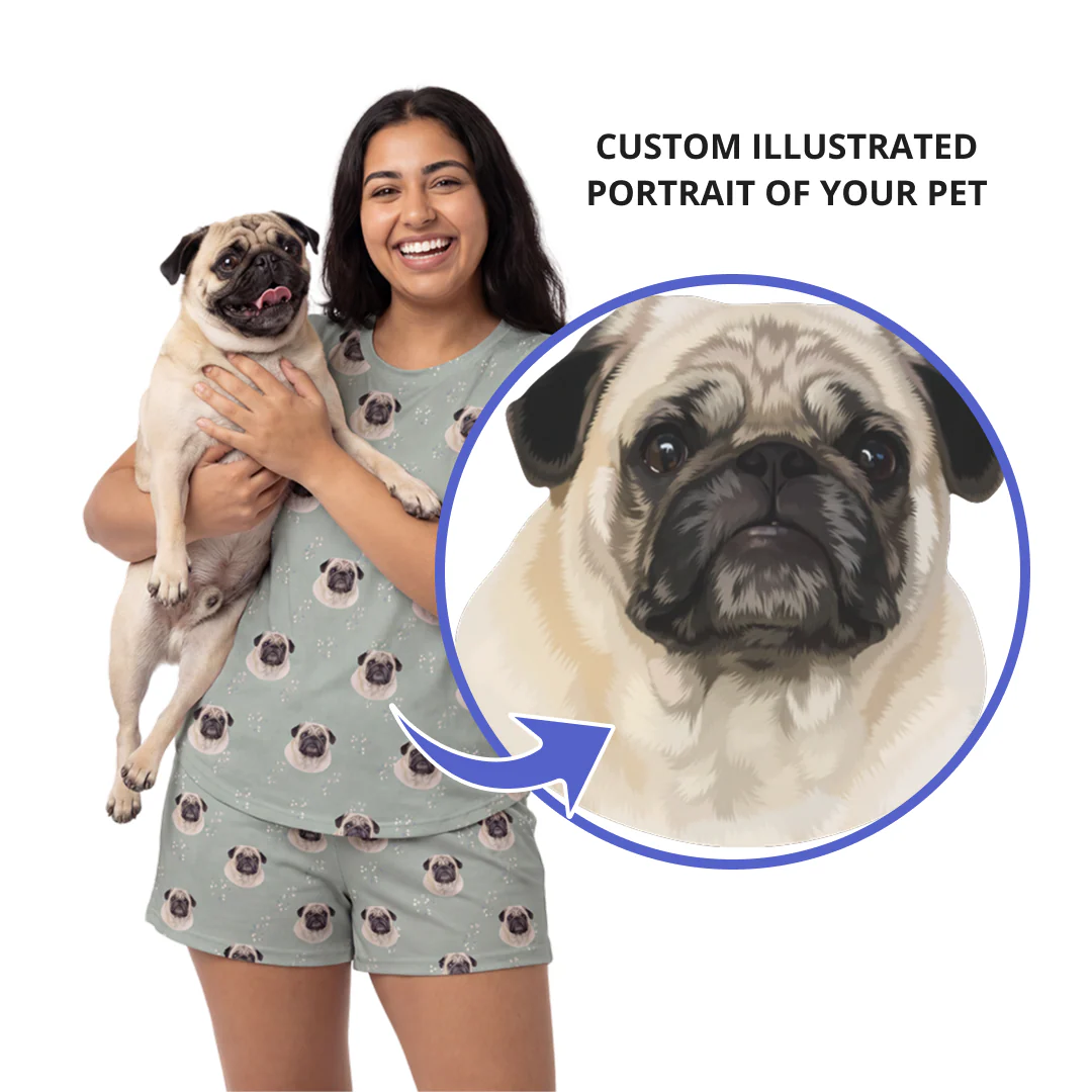 Fitted T-Shirt Pajama Set | Pet Face Pajamas - Image 5
