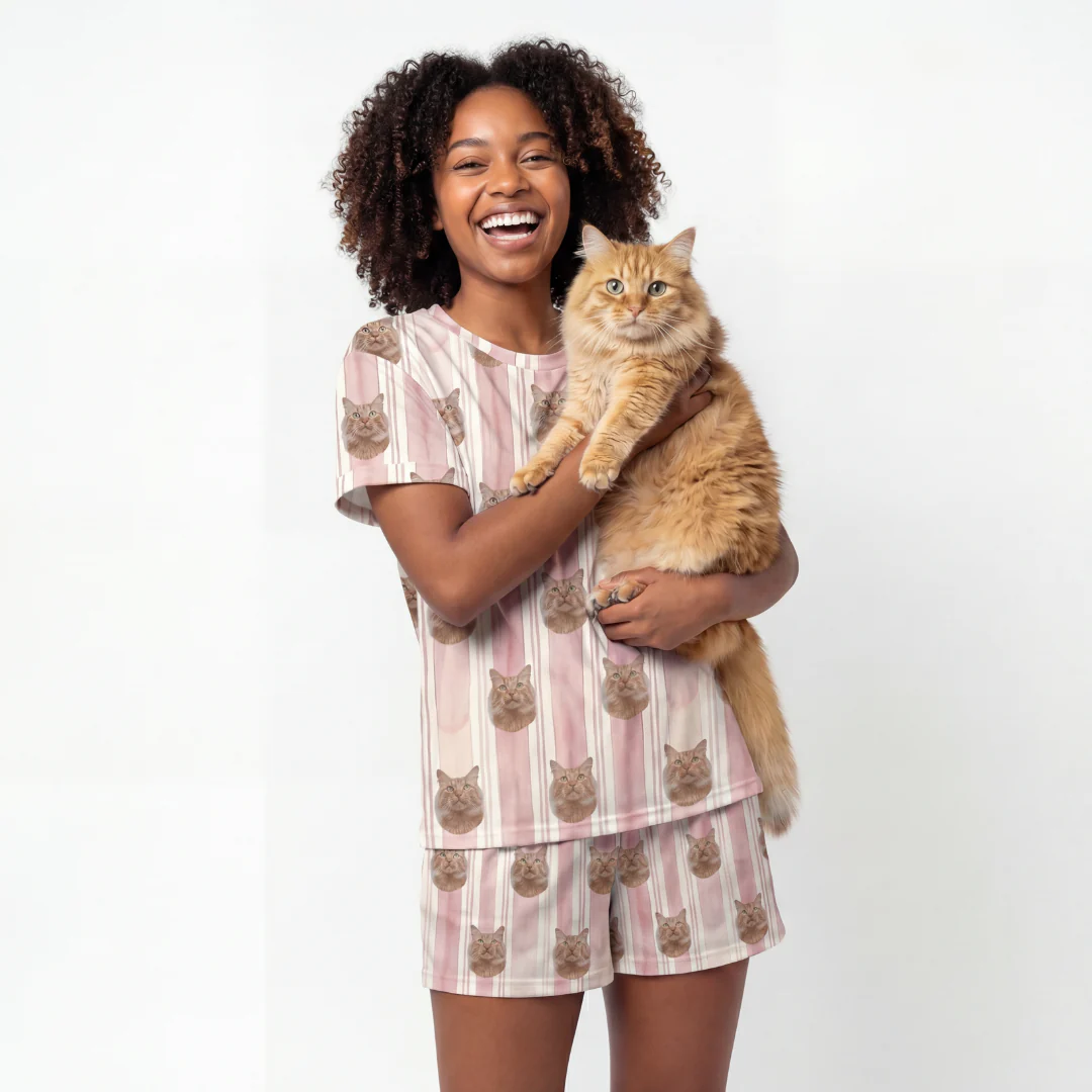Relaxed T-Shirt Pajama Set | Pet Face Pajamas - Image 5