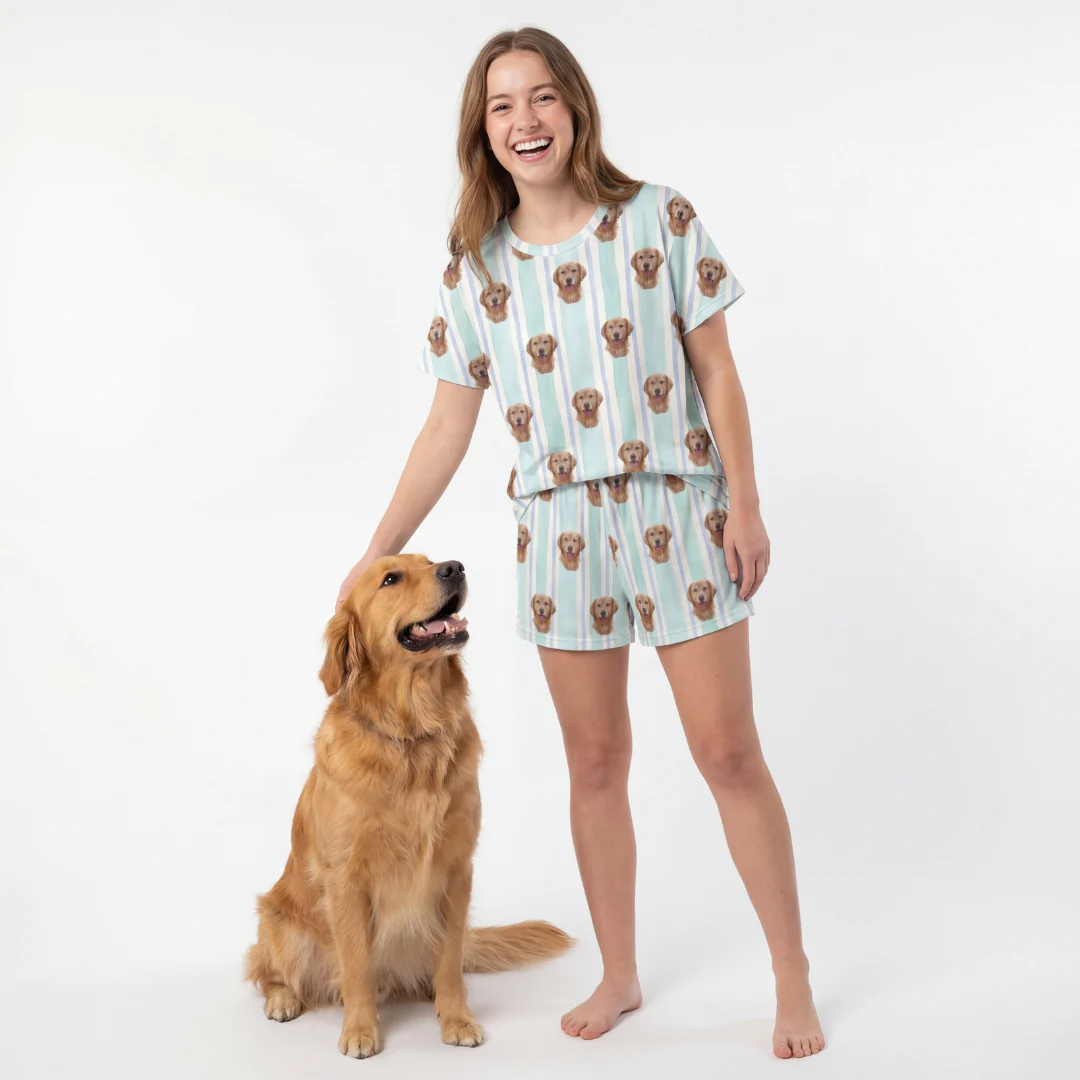 Relaxed T-Shirt Pajama Set | Pet Face Pajamas - Image 7