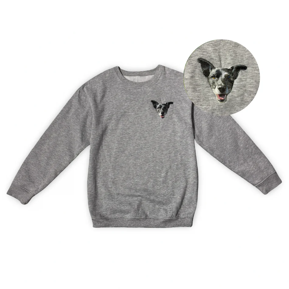Custom Embroidered Crewneck With Your Pet's Face - Image 4