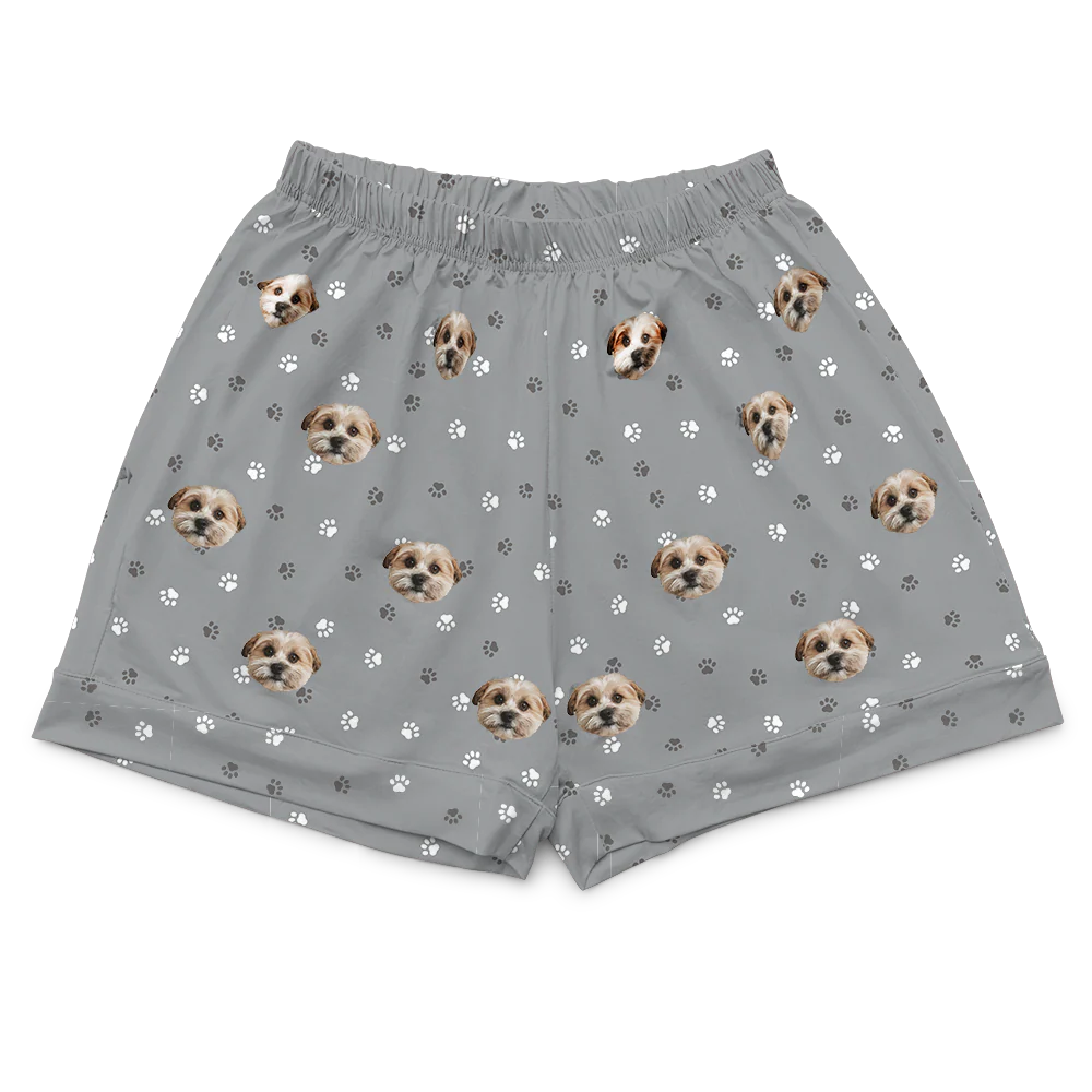 Custom Pet Face Pajamas - Slate Gray Paws - Image 5