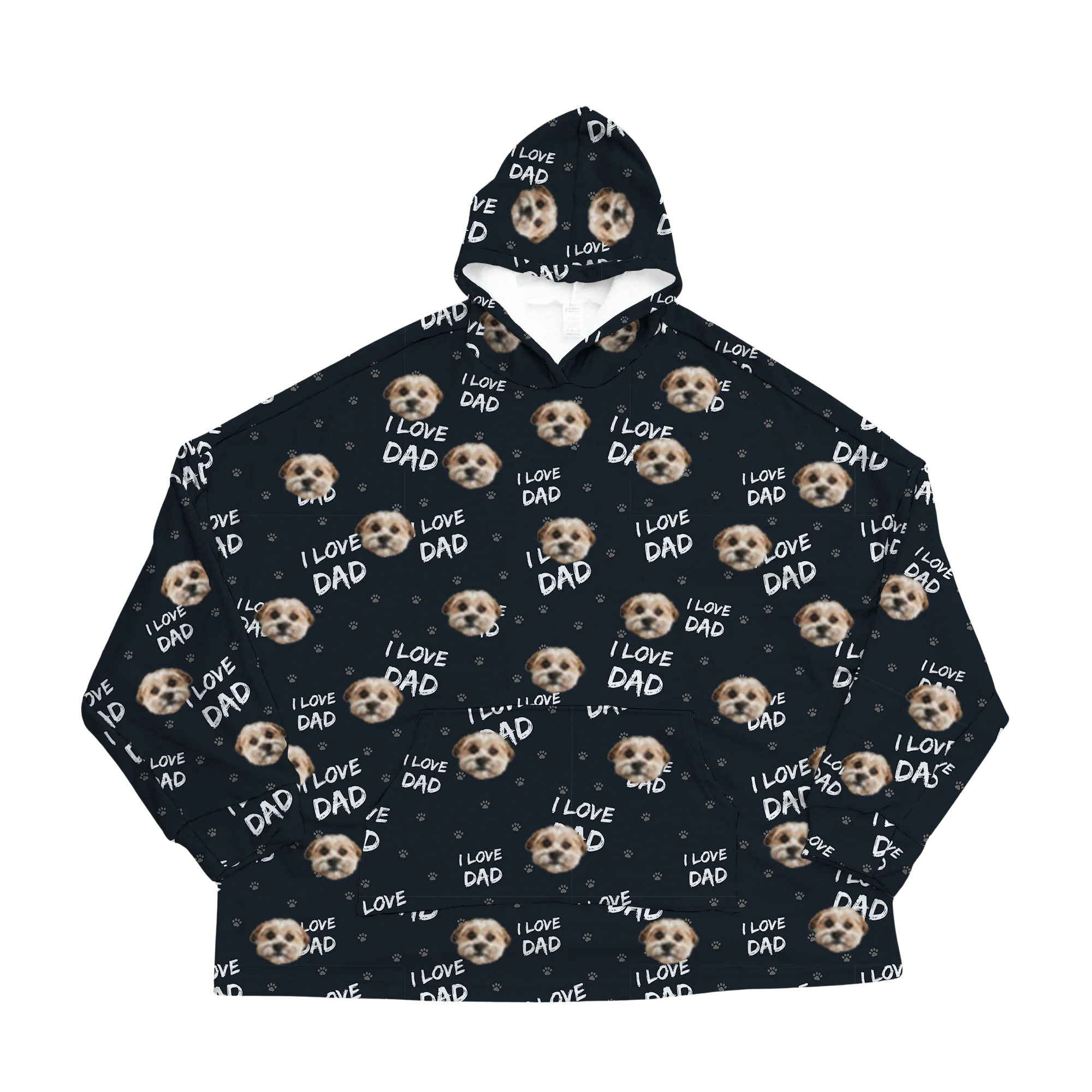 Adult Custom Pet Face Fleece Blanket Hoodie - Image 10
