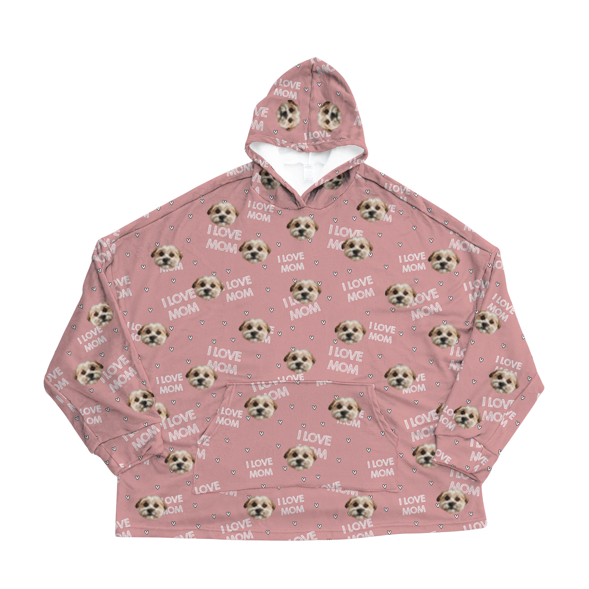 Adult Custom Pet Face Fleece Blanket Hoodie - Image 7